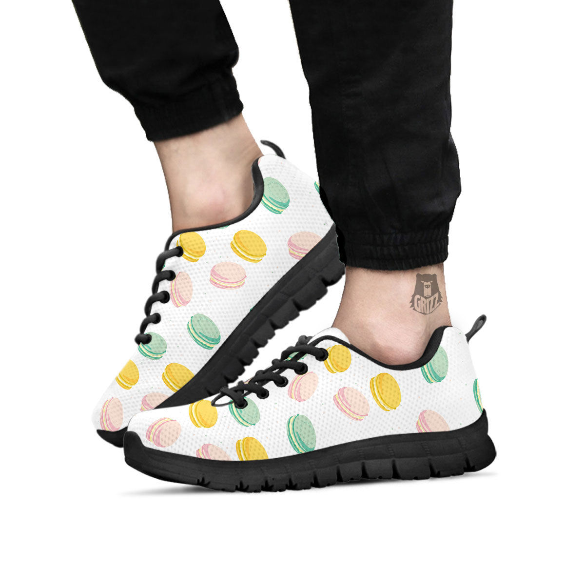 Macaron Pastel Print Pattern Black Sneaker-grizzshop
