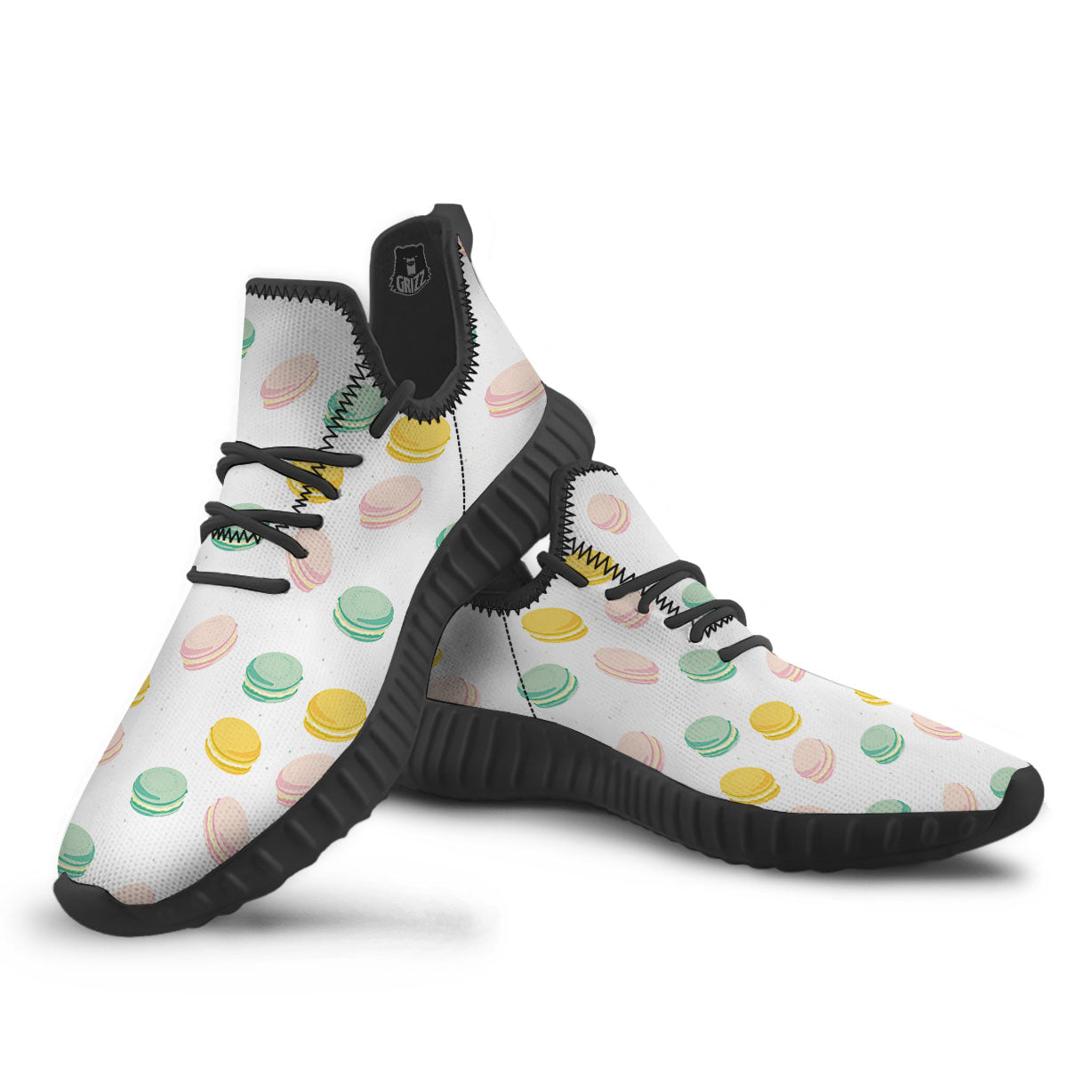 Macaron Pastel Print Pattern Black Walking Shoes-grizzshop