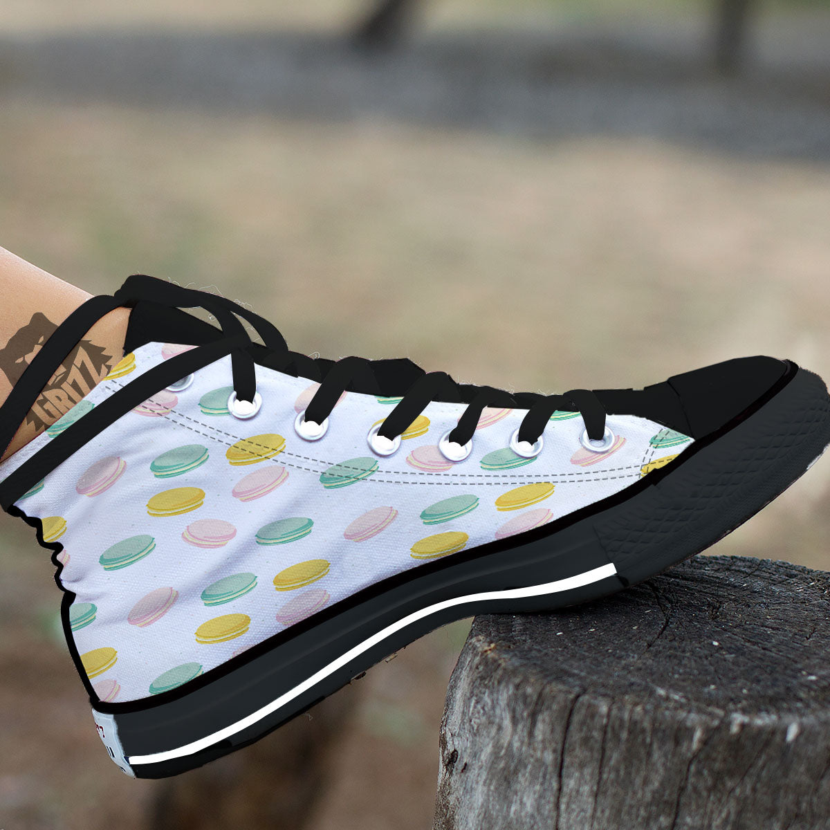 Macaron Pastel Print Pattern High Top Shoes-grizzshop