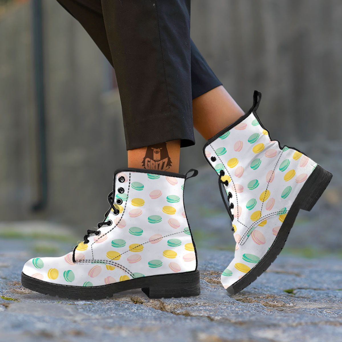 Macaron Pastel Print Pattern Leather Boots-grizzshop