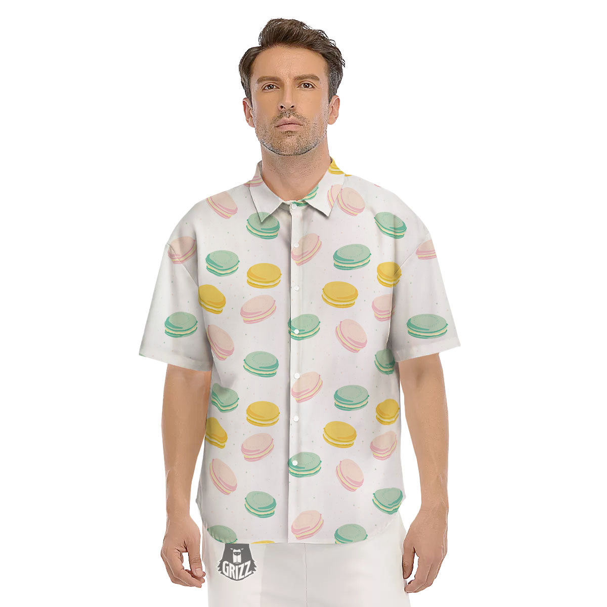 Macaron Pastel Print Pattern Men's Short Sleeve Shirts-grizzshop