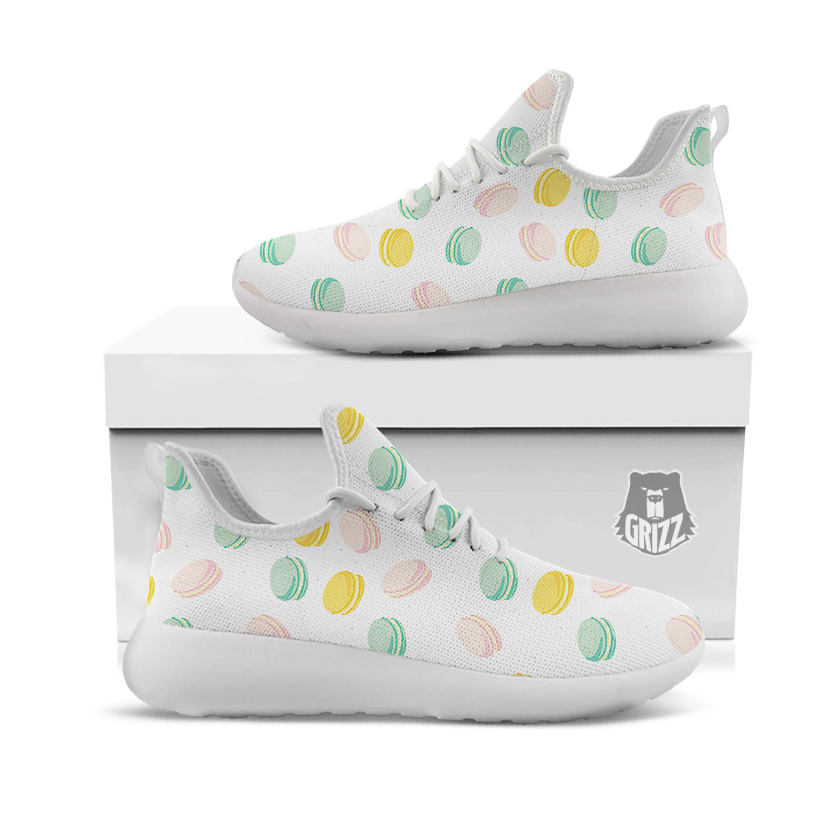 Macaron Pastel Print Pattern White Athletic Shoes-grizzshop