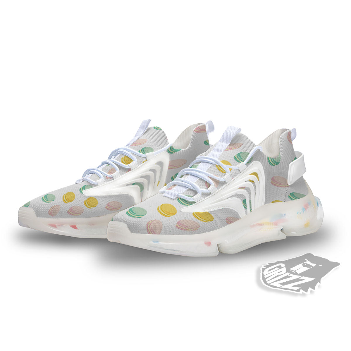 Macaron Pastel Print Pattern White Gym Shoes-grizzshop