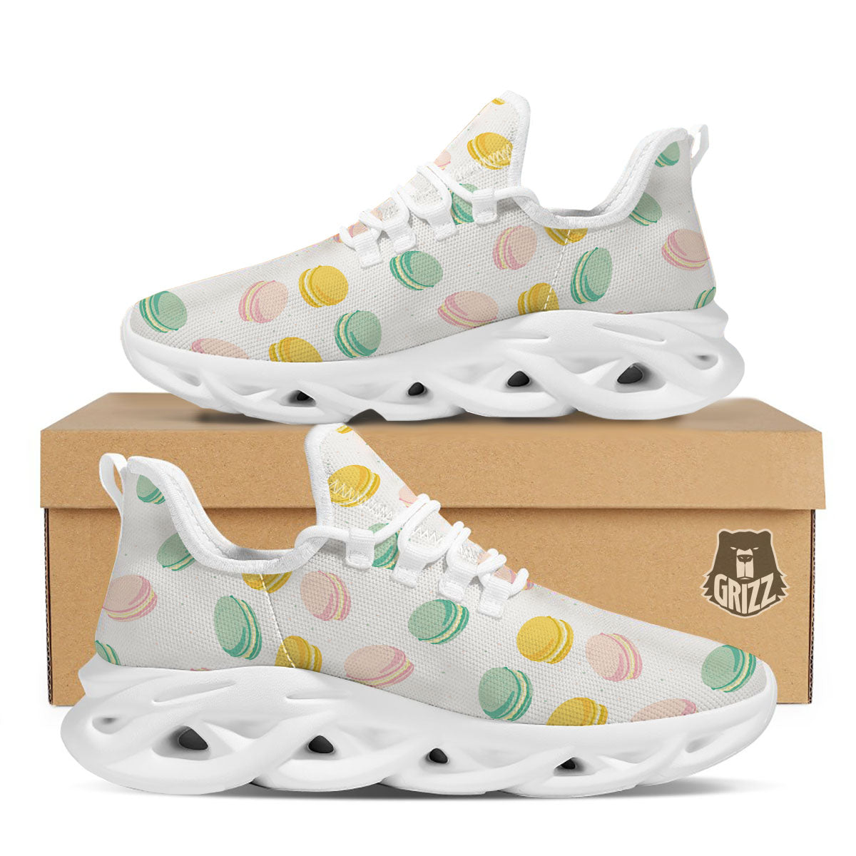 Macaron Pastel Print Pattern White Running Shoes-grizzshop