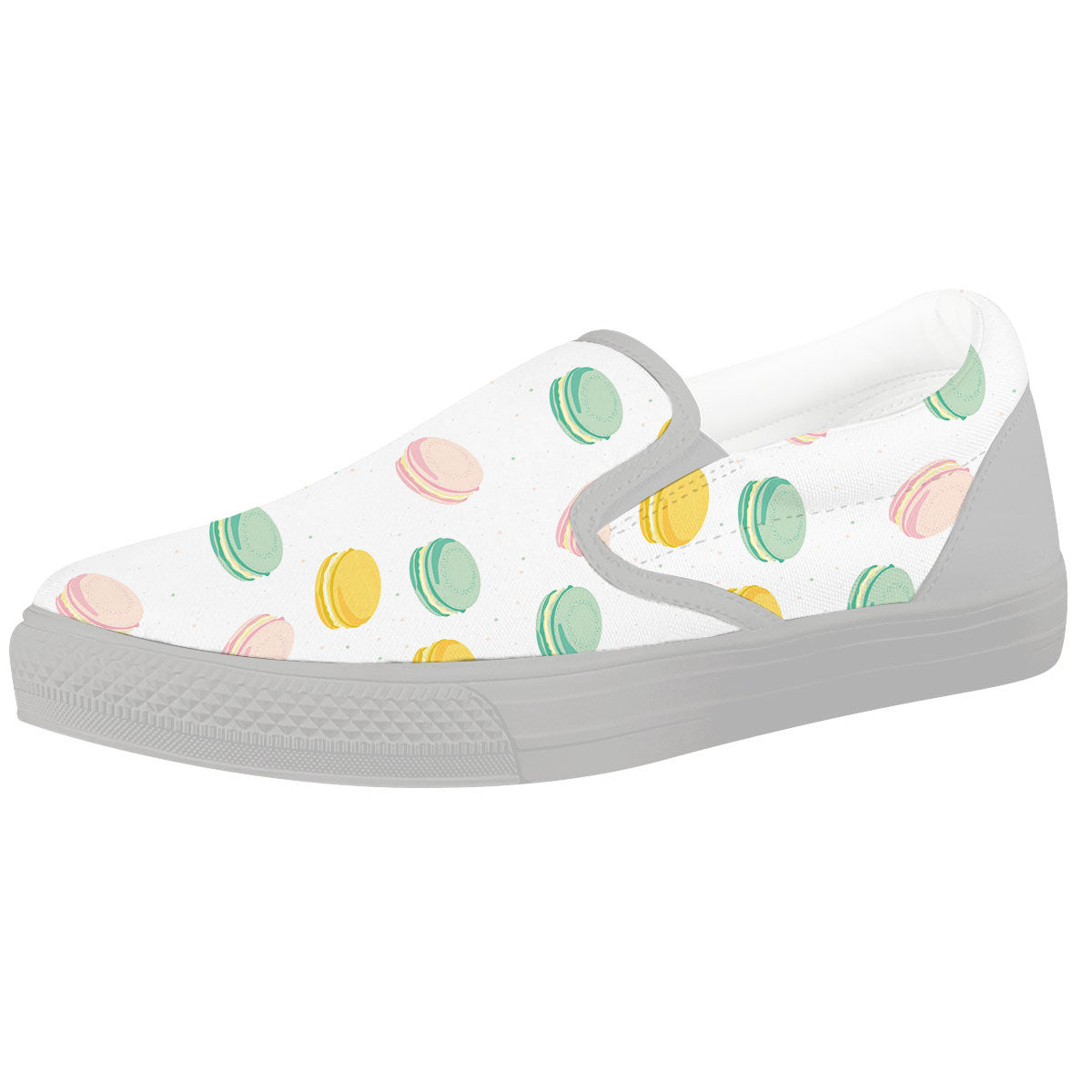 Macaron Pastel Print Pattern White Slip On Shoes-grizzshop