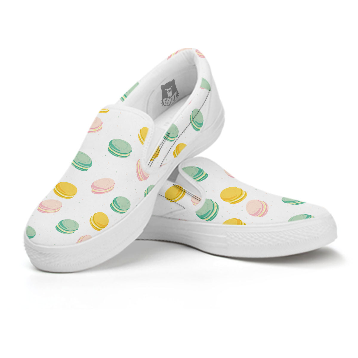 Macaron Pastel Print Pattern White Slip On Shoes-grizzshop