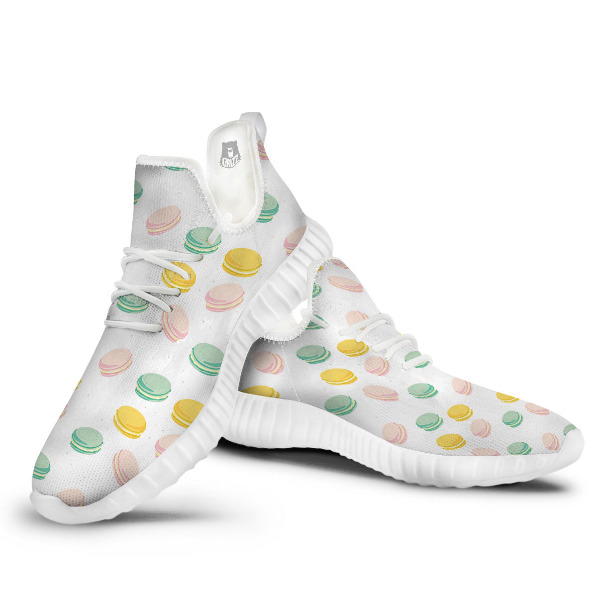 Macaron Pastel Print Pattern White Walking Shoes-grizzshop