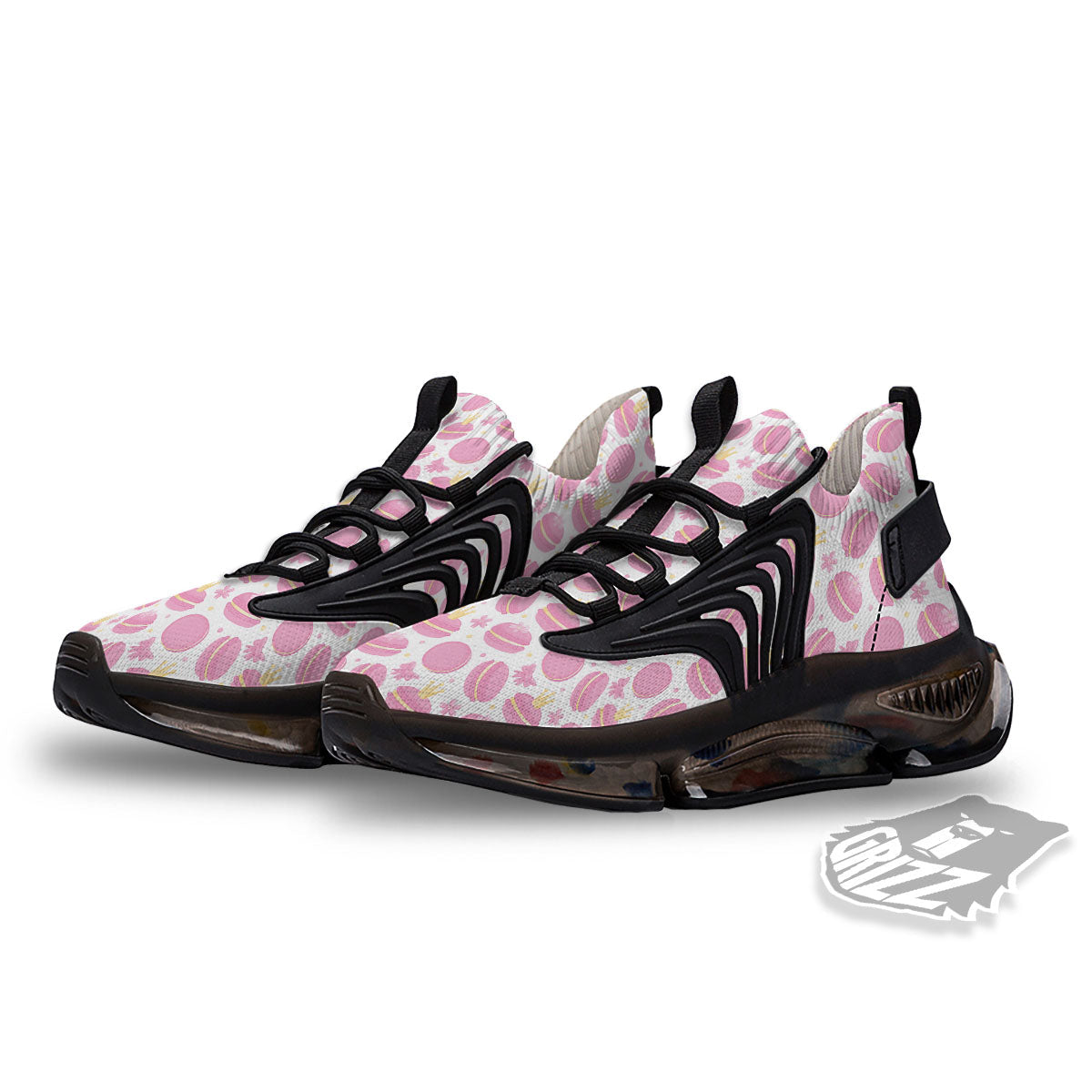 Macaron Pink Print Pattern Black Gym Shoes-grizzshop