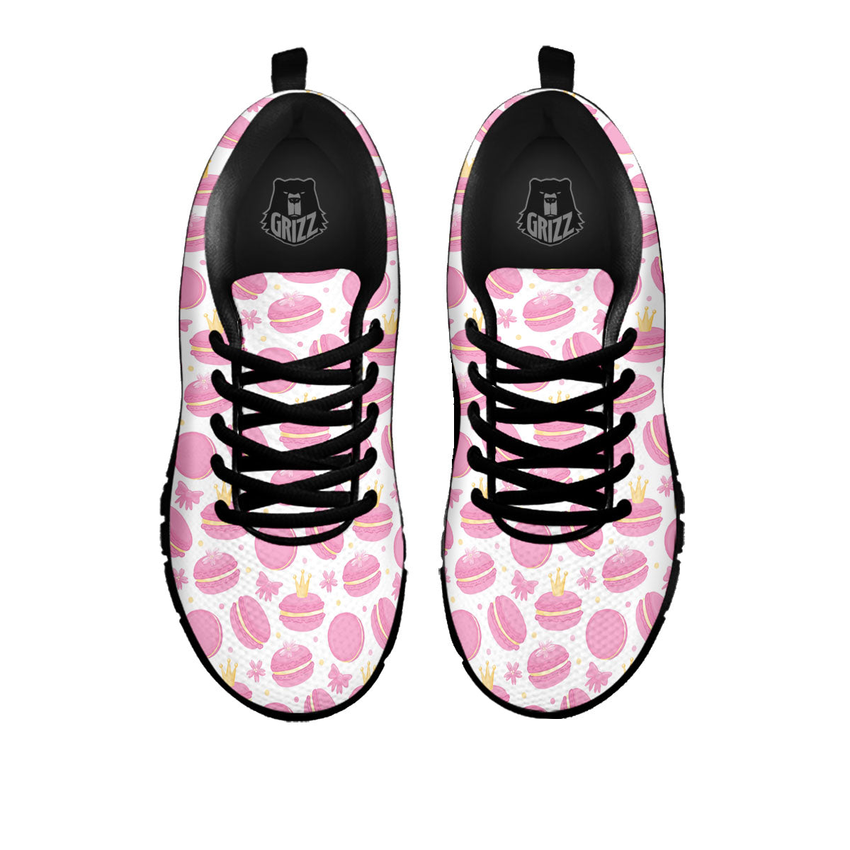 Macaron Pink Print Pattern Black Sneaker-grizzshop