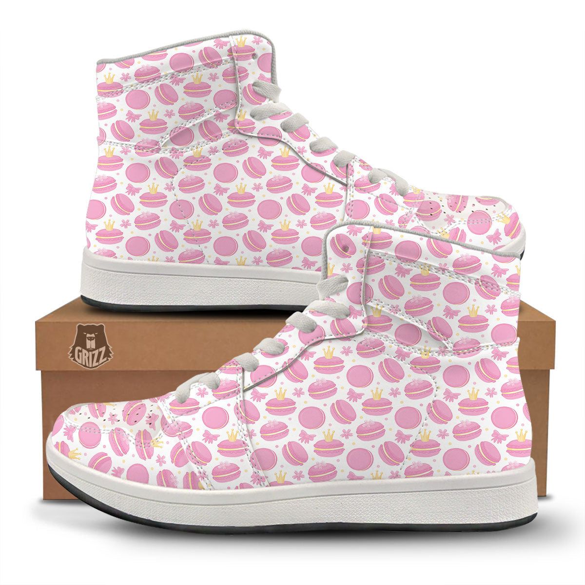 Macaron Pink Print Pattern High Top Sneakers-grizzshop