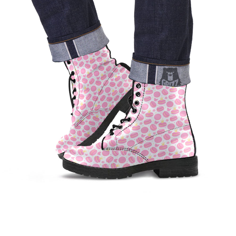 Macaron Pink Print Pattern Leather Boots-grizzshop