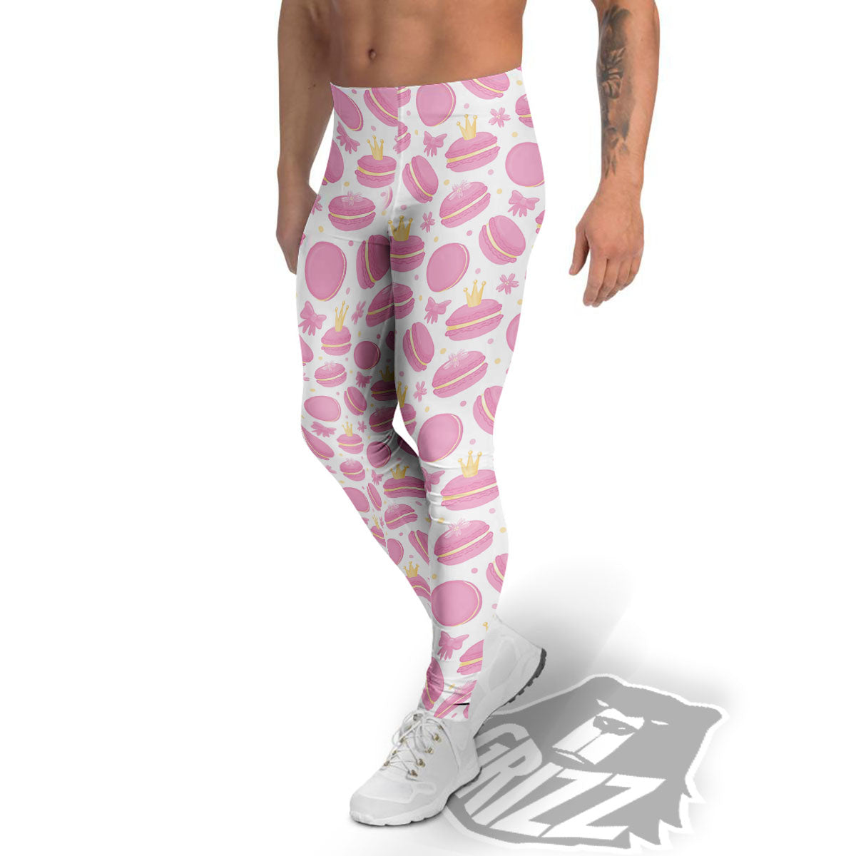 Macaron Pink Print Pattern Men's Leggings-grizzshop
