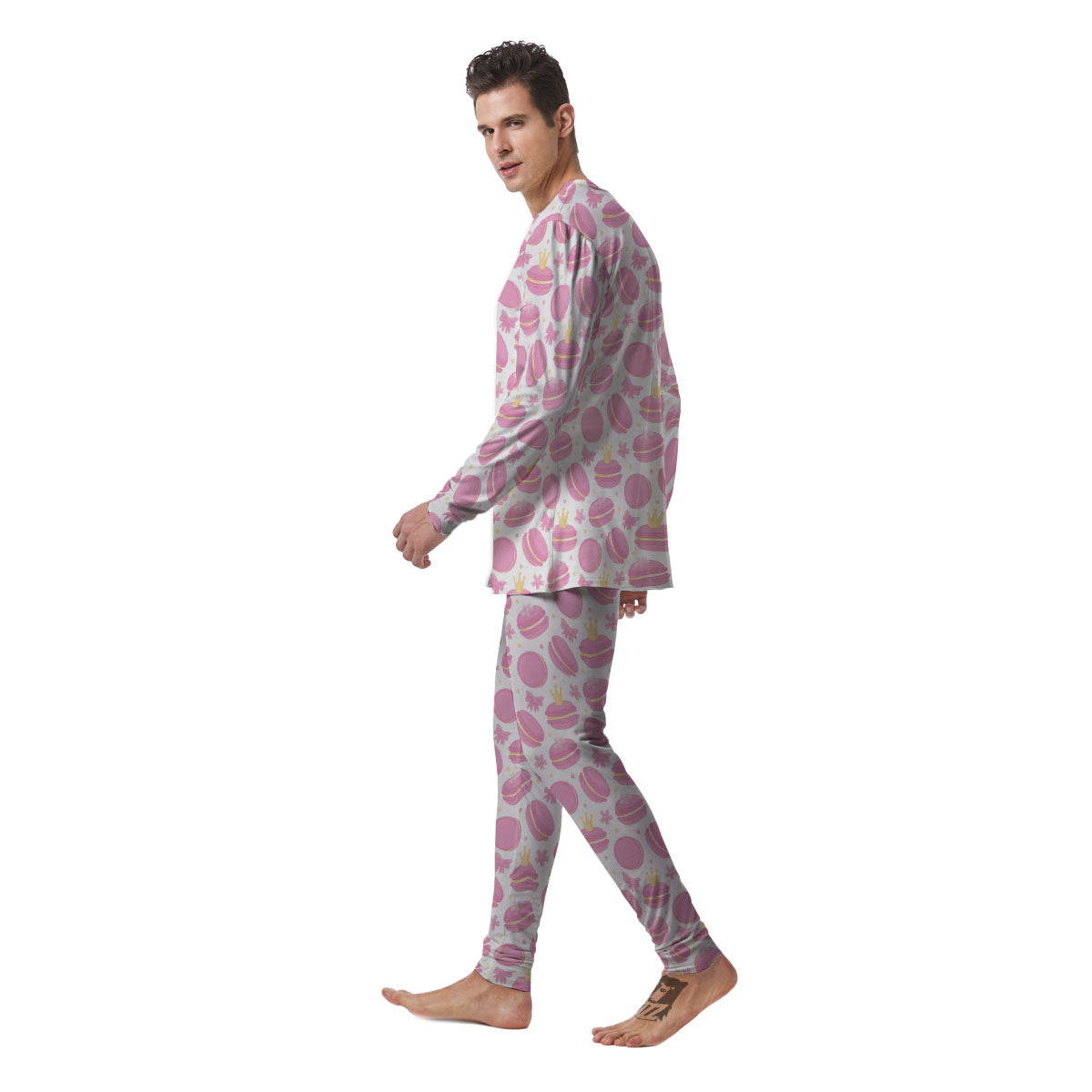 Macaron Pink Print Pattern Men's Pajamas-grizzshop