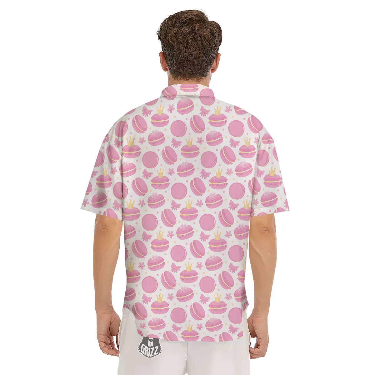 Macaron Pink Print Pattern Men's Short Sleeve Shirts-grizzshop