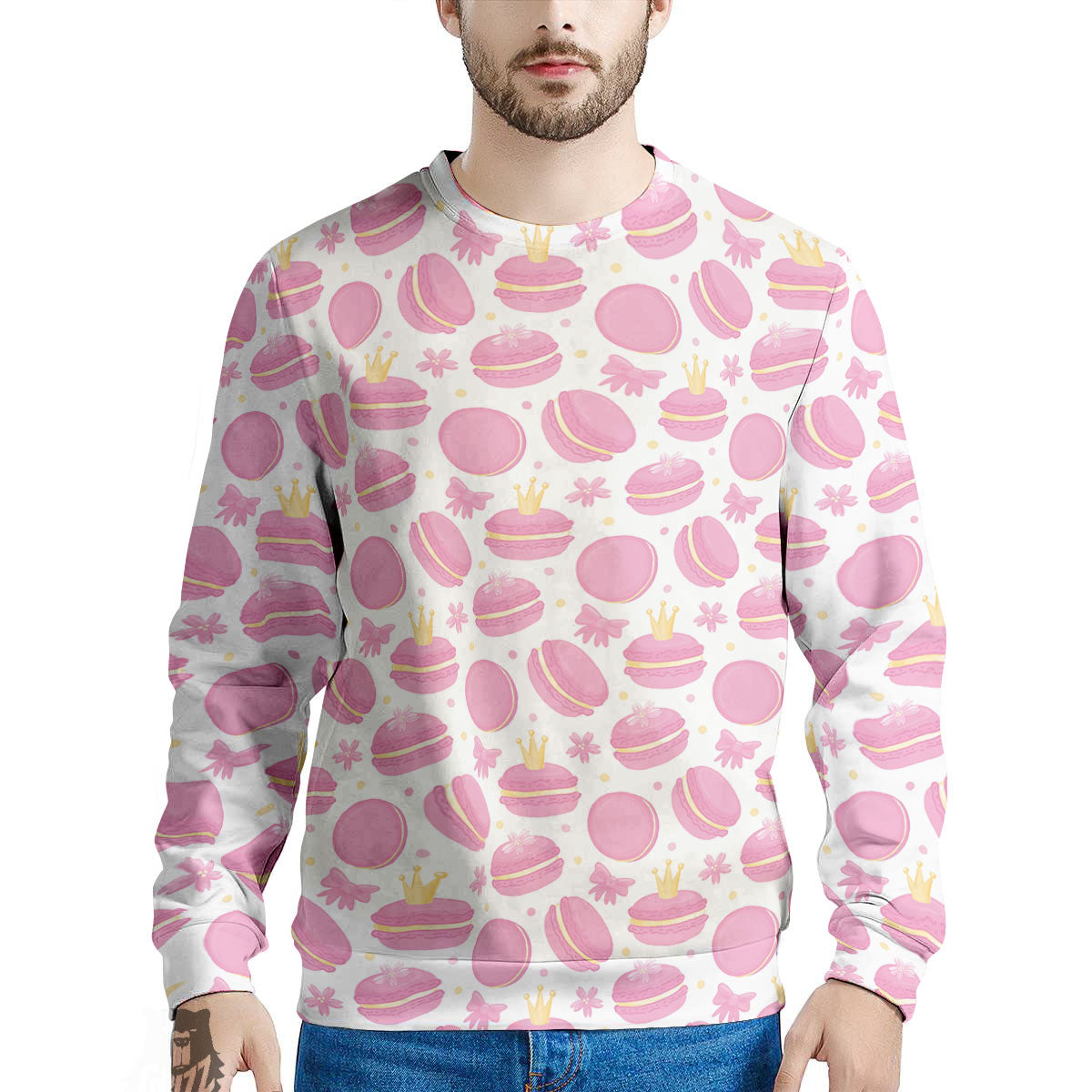 Macaron Pink Print Pattern Men's Sweatshirt-grizzshop