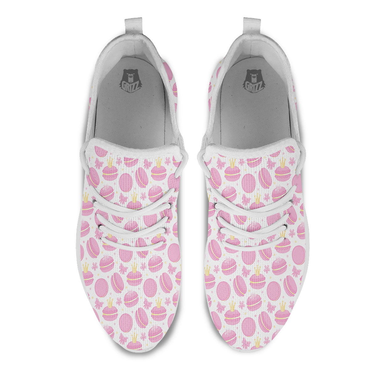 Macaron Pink Print Pattern White Athletic Shoes-grizzshop