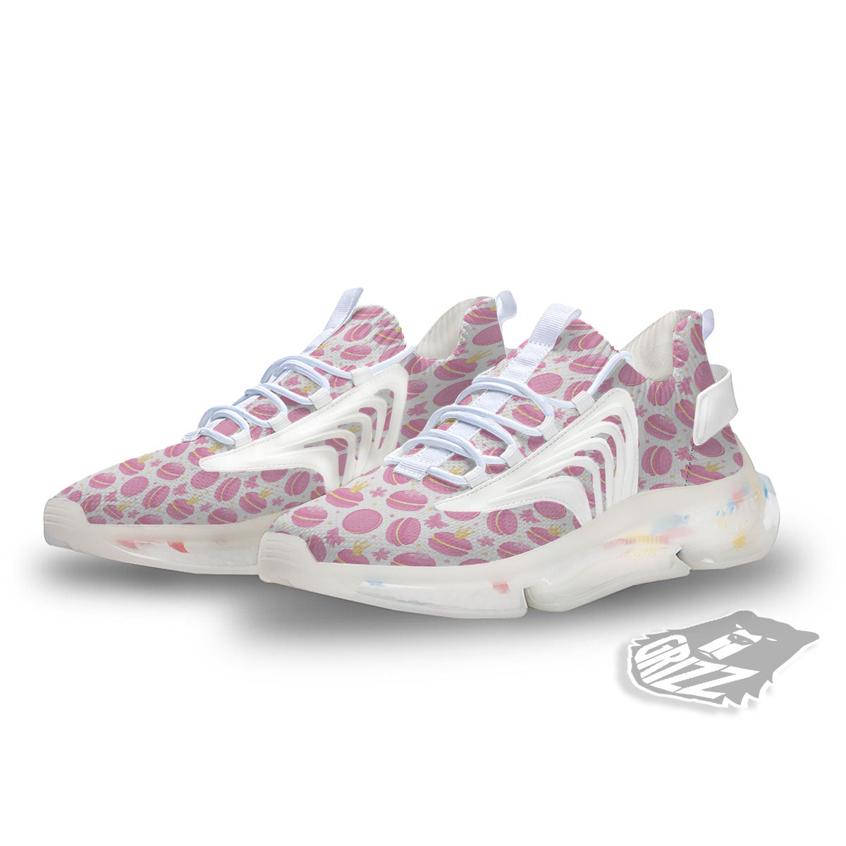 Macaron Pink Print Pattern White Gym Shoes-grizzshop