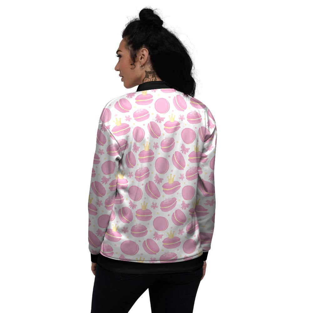Macaron Pink Print Pattern Women's Bomber Jacket-grizzshop