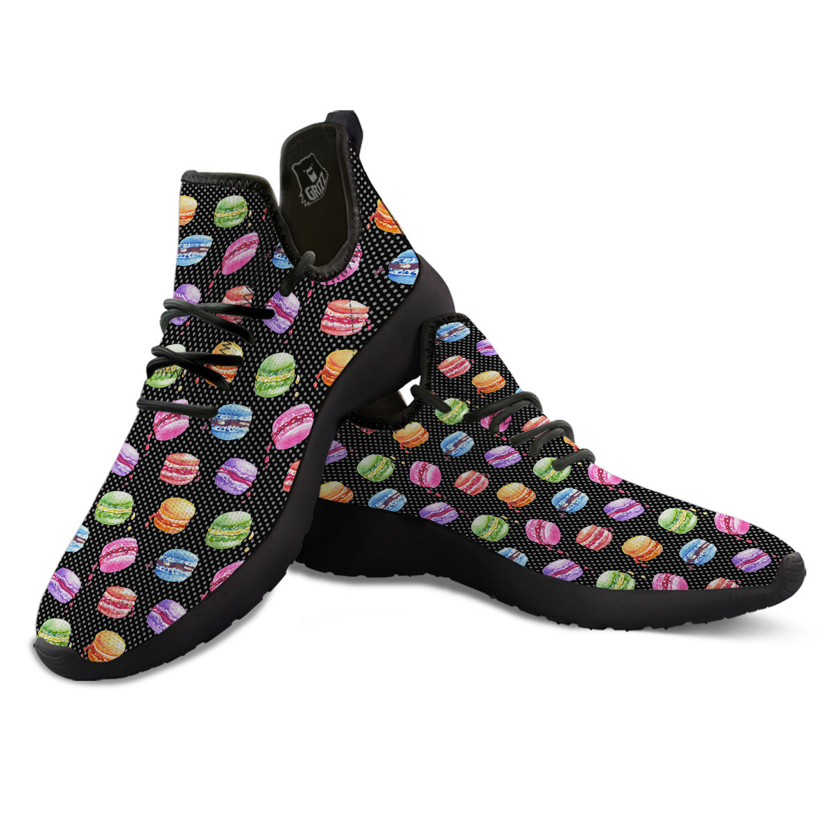 Macaron Polka Dot Print Pattern Black Athletic Shoes-grizzshop