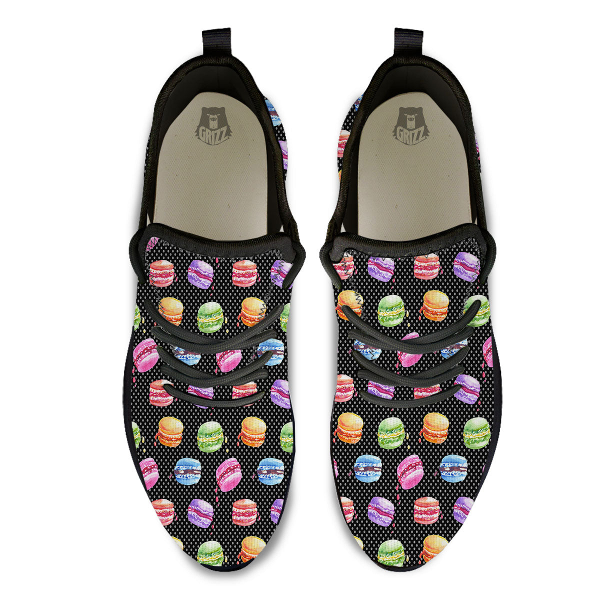 Macaron Polka Dot Print Pattern Black Athletic Shoes-grizzshop