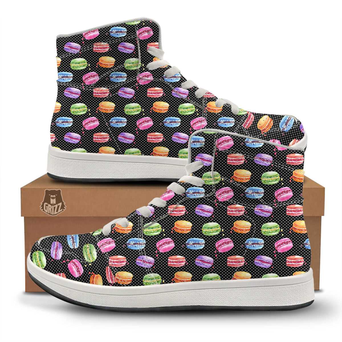Macaron Polka Dot Print Pattern High Top Sneakers-grizzshop