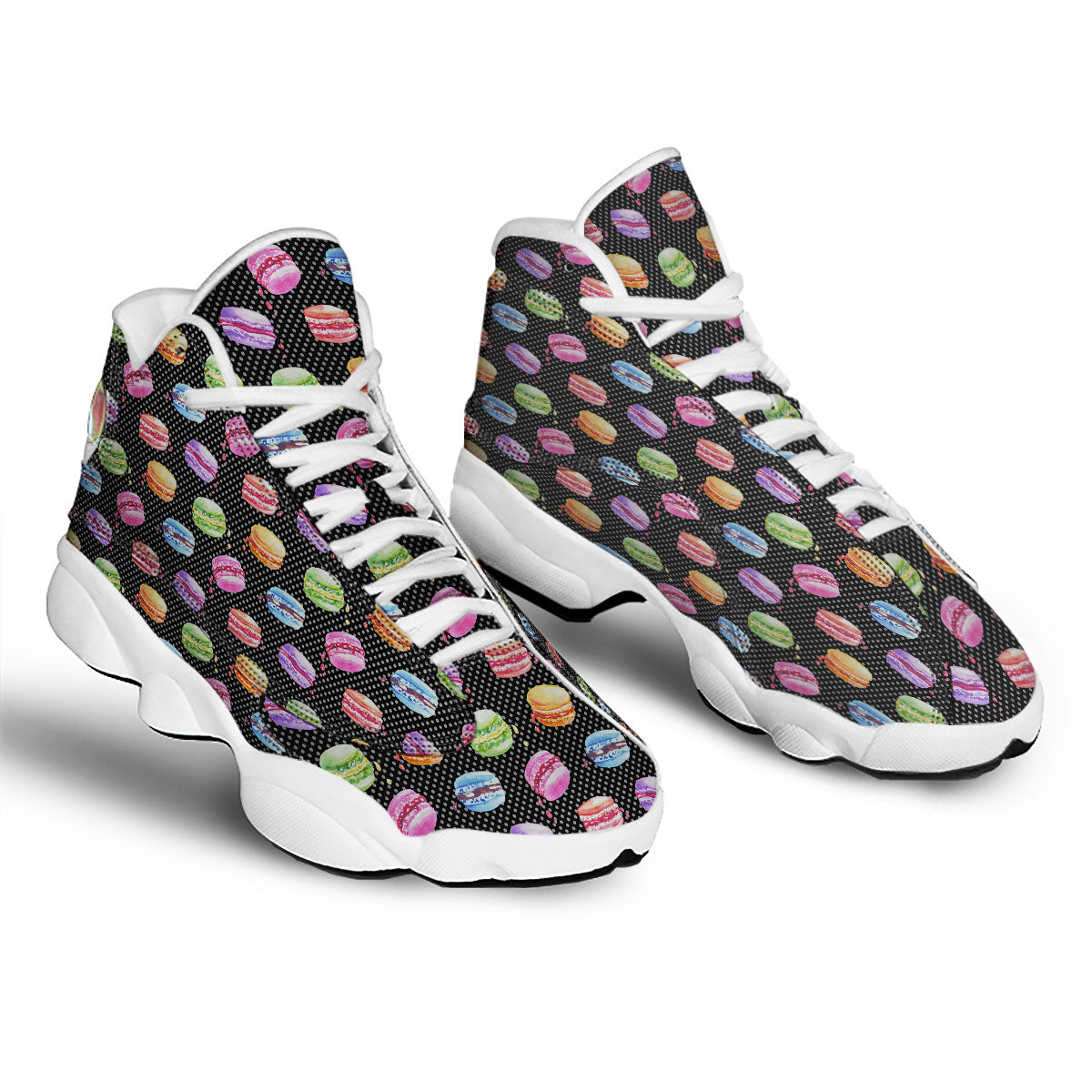 Macaron Polka Dot Print Pattern White Basketball Shoes-grizzshop
