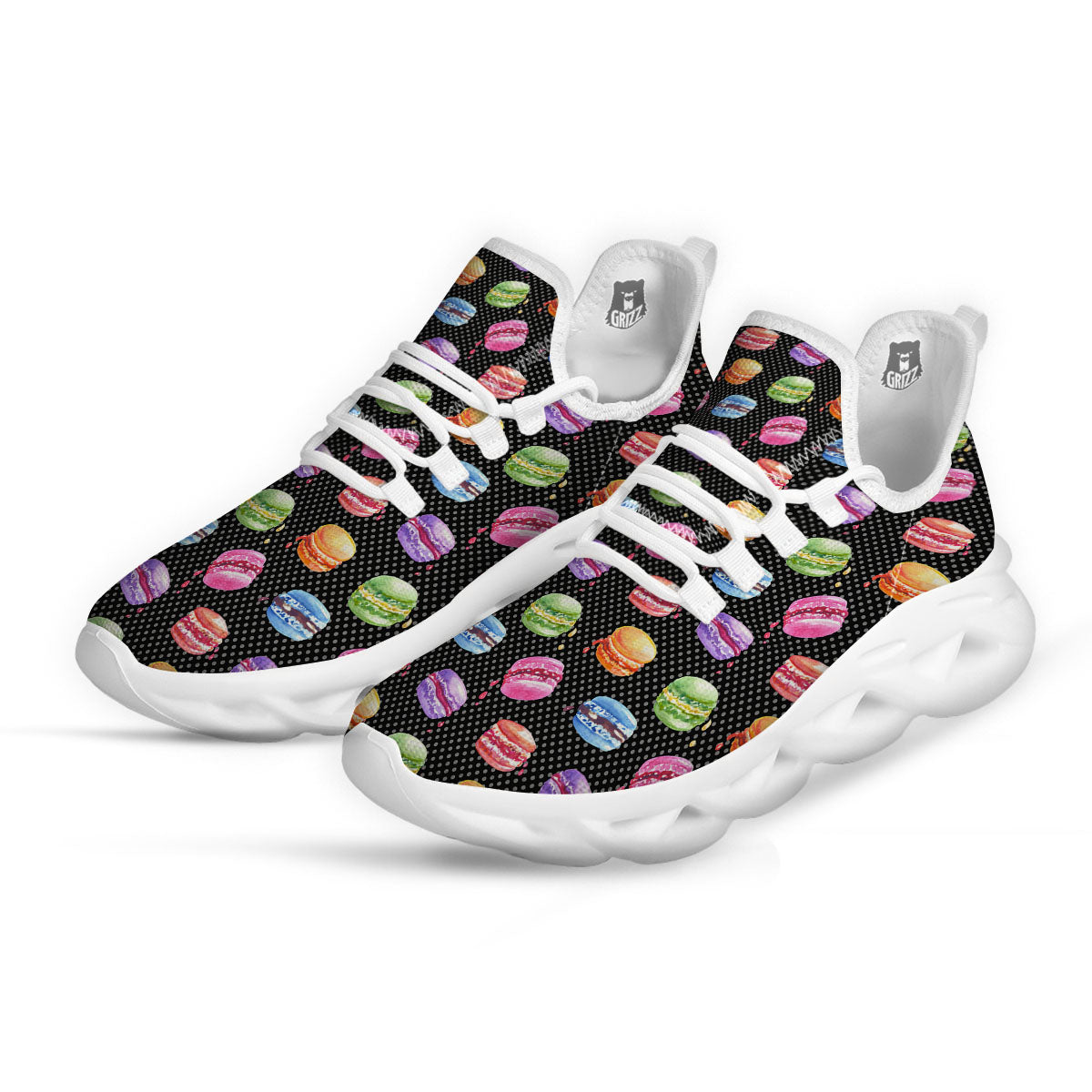 Macaron Polka Dot Print Pattern White Running Shoes-grizzshop