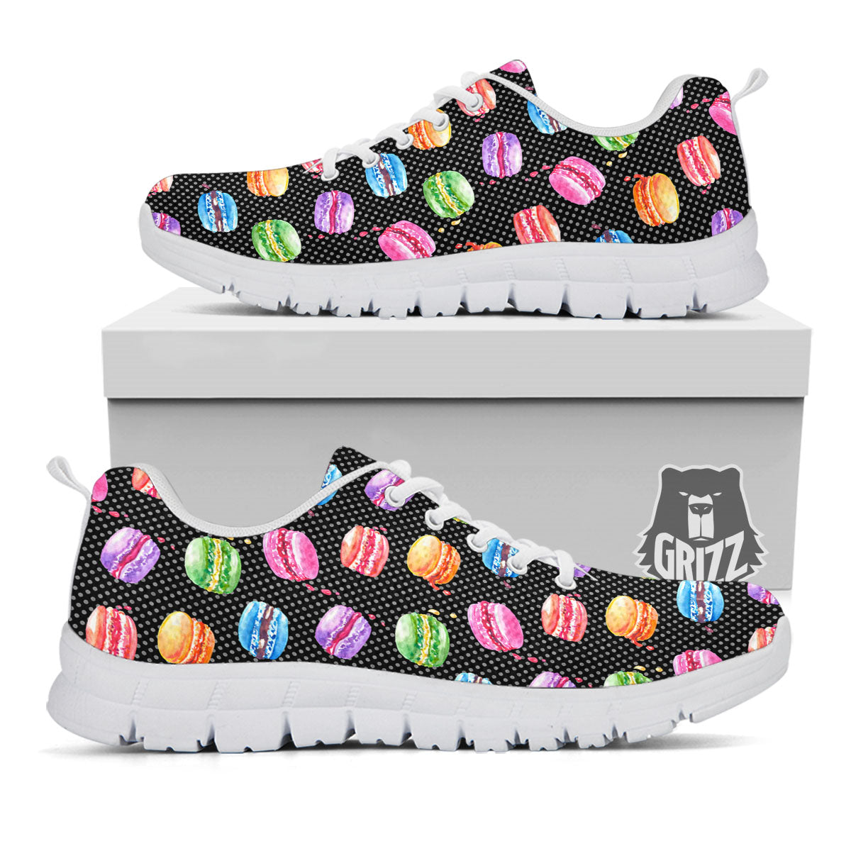 Macaron Polka Dot Print Pattern White Sneaker-grizzshop