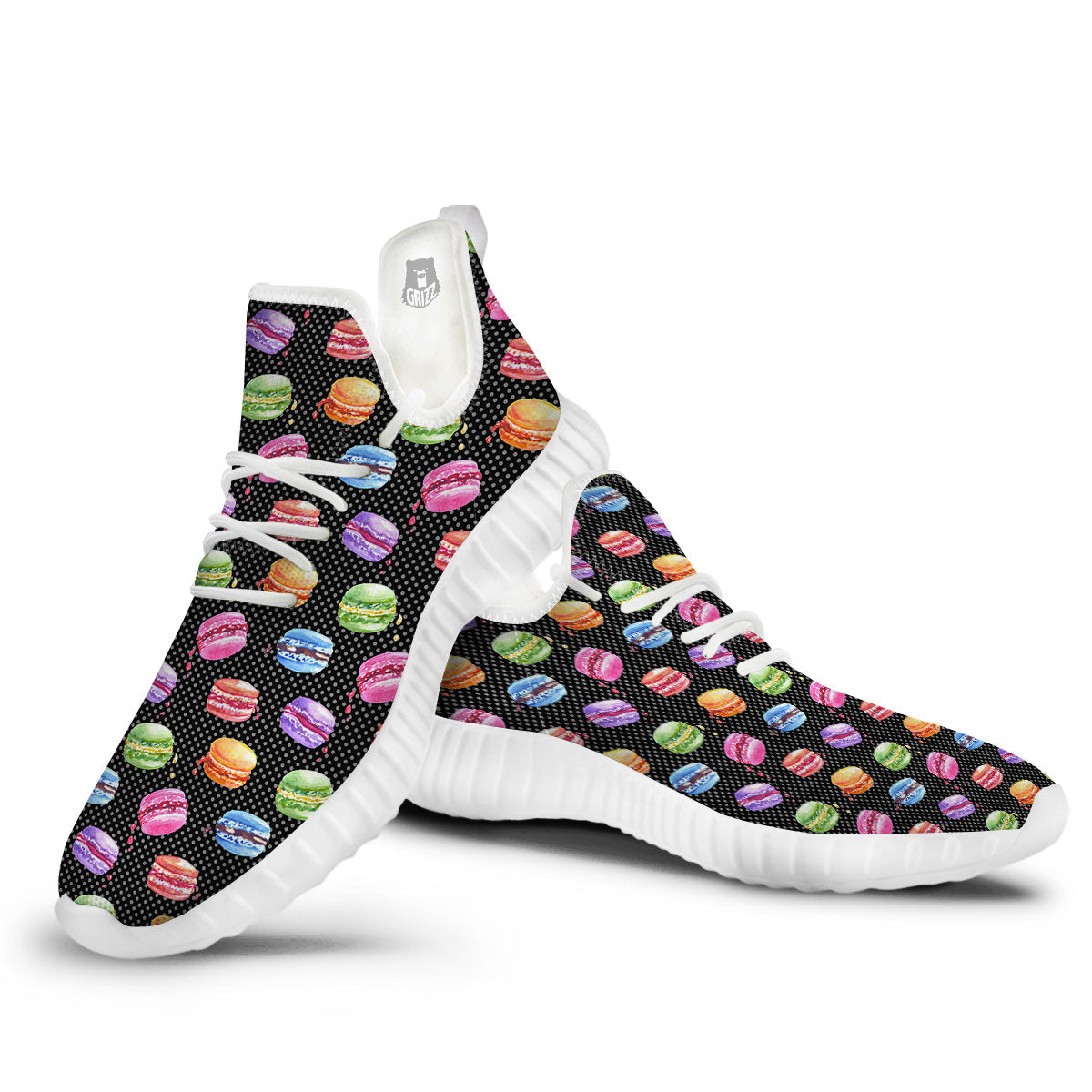 Macaron Polka Dot Print Pattern White Walking Shoes-grizzshop