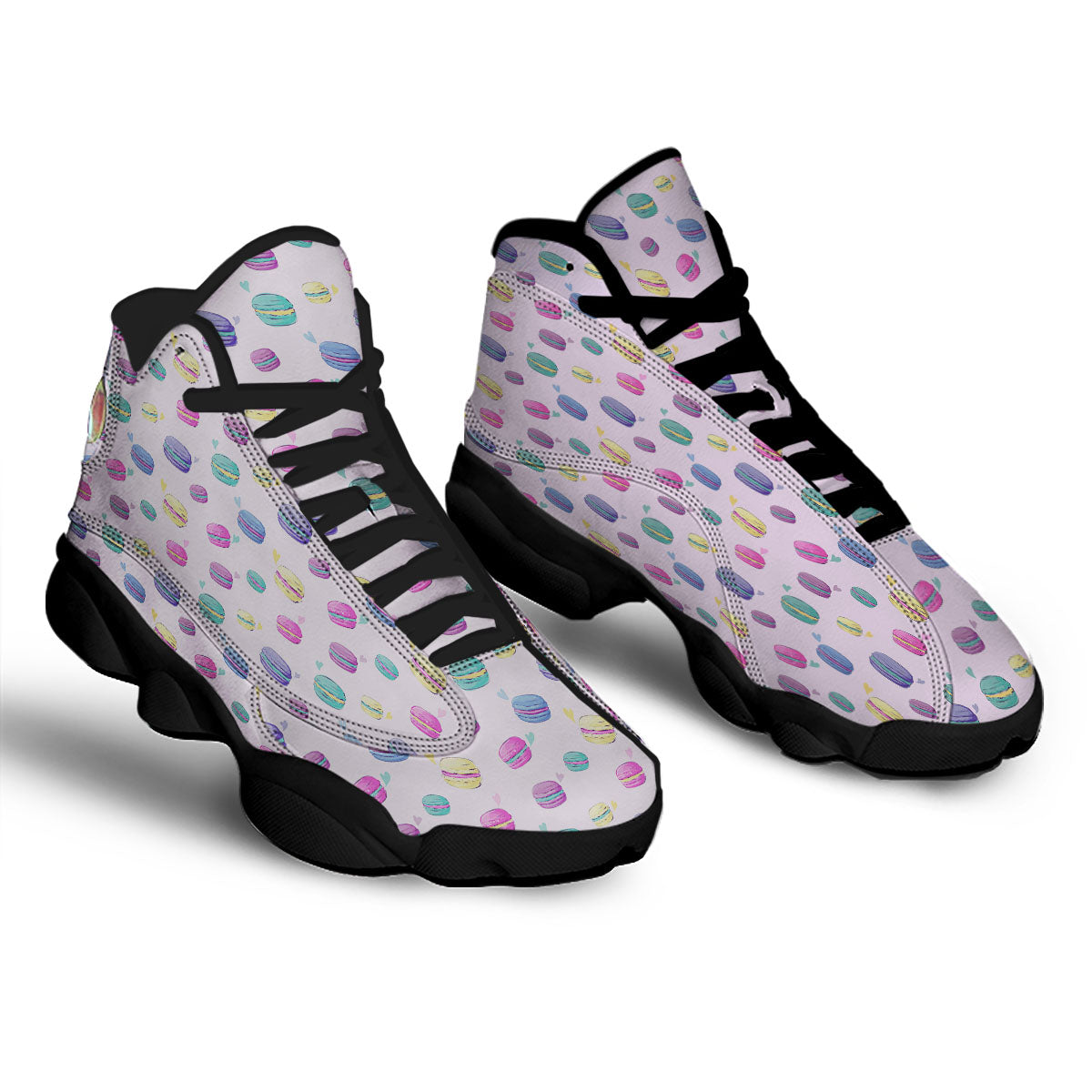 Macaron Print Pattern Black Basketball Shoes-grizzshop