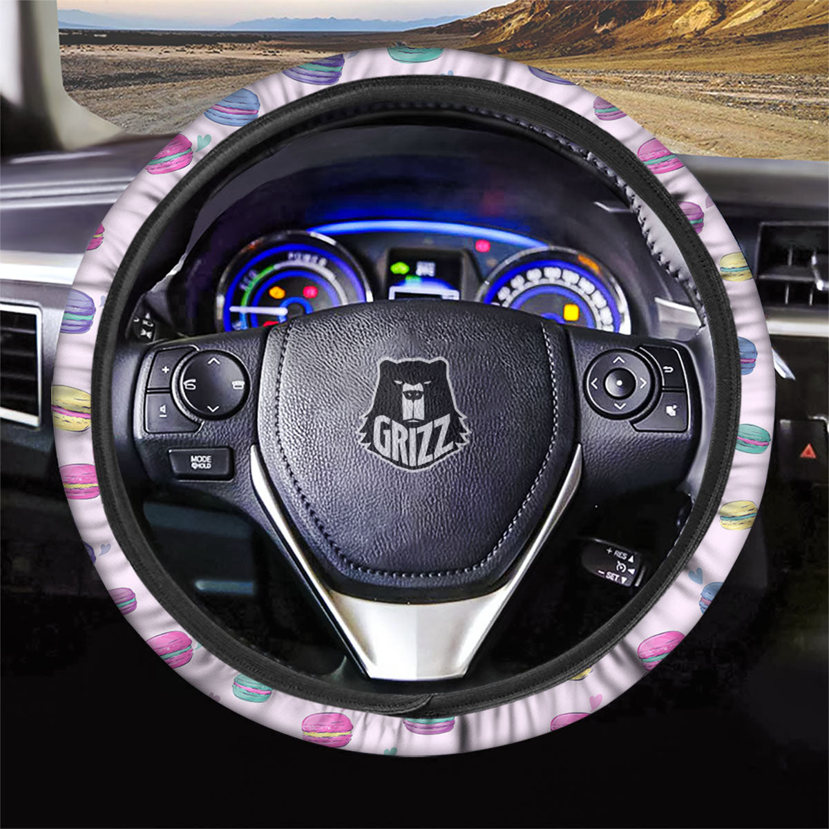 Macaron Print Pattern Car Steering Wheel Cover-grizzshop