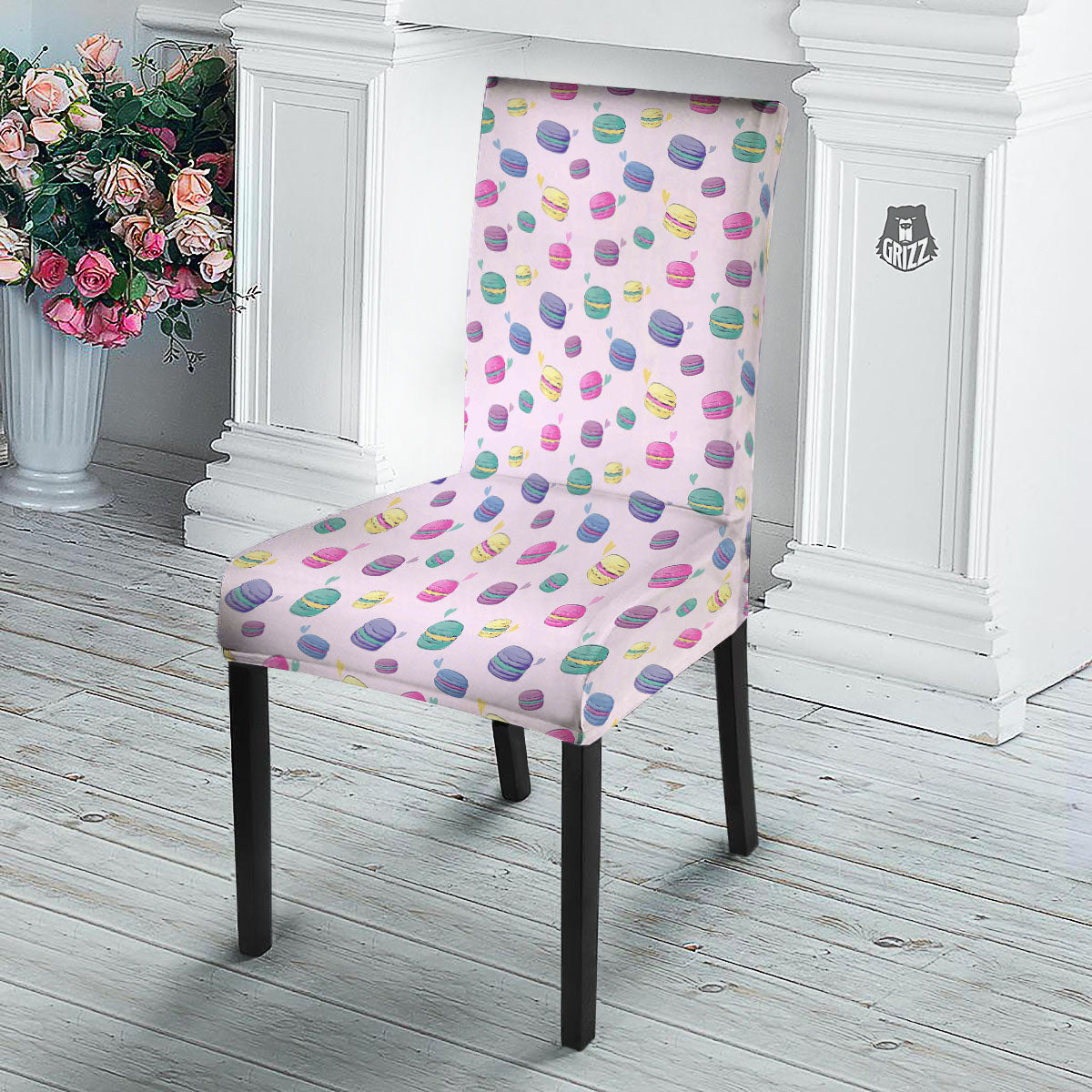 Macaron Print Pattern Dining Chair Slipcover-grizzshop