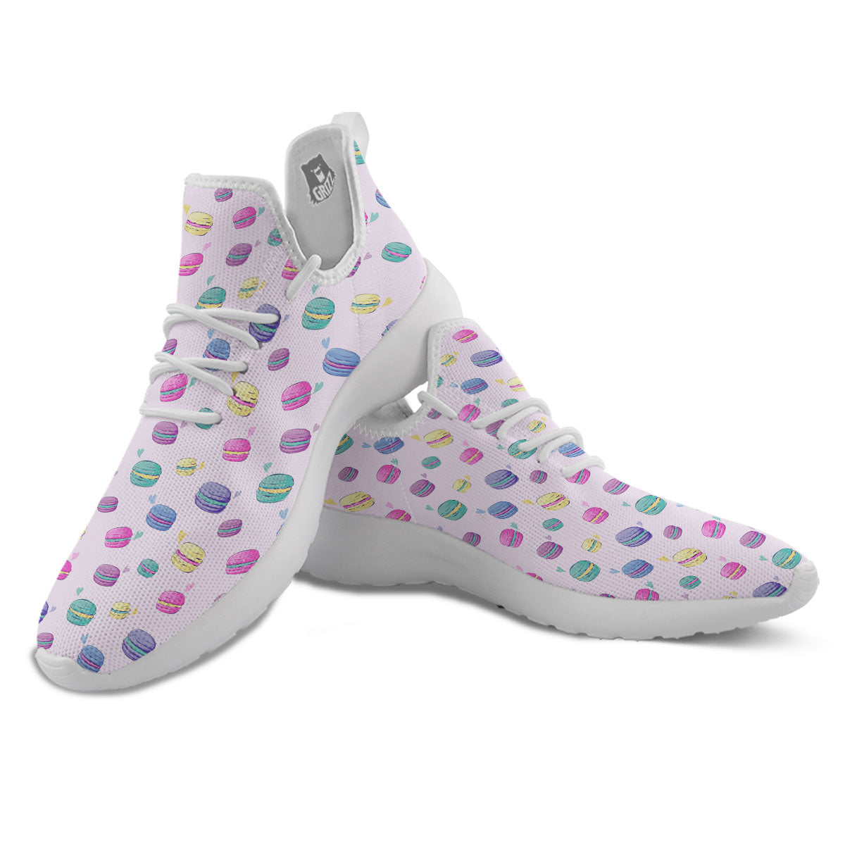 Macaron Print Pattern White Athletic Shoes-grizzshop