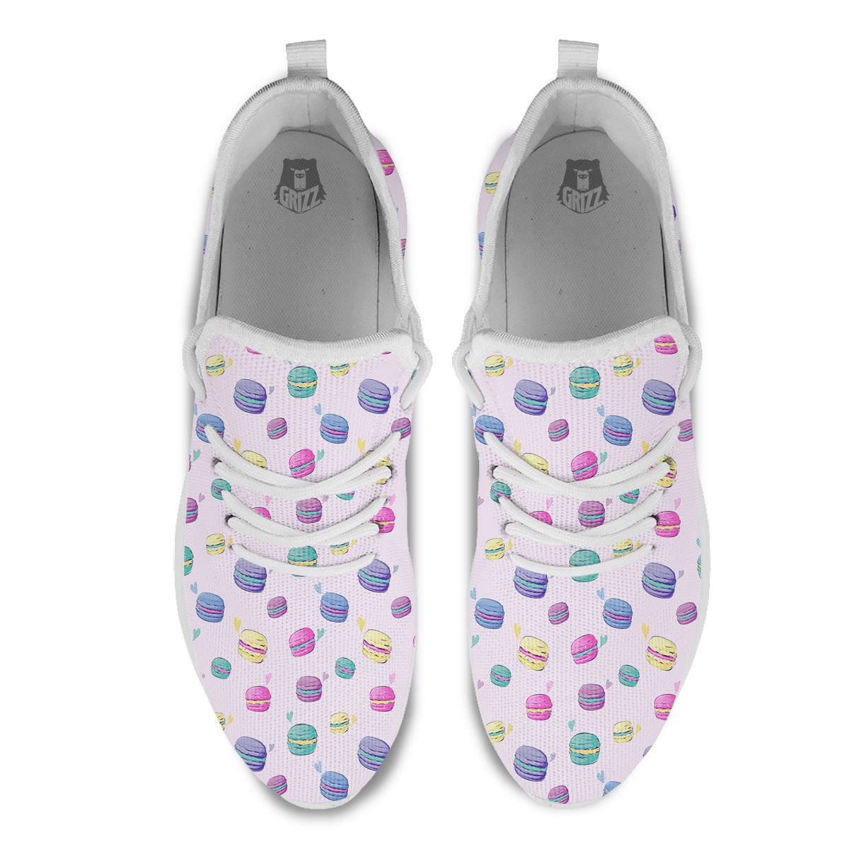Macaron Print Pattern White Athletic Shoes-grizzshop