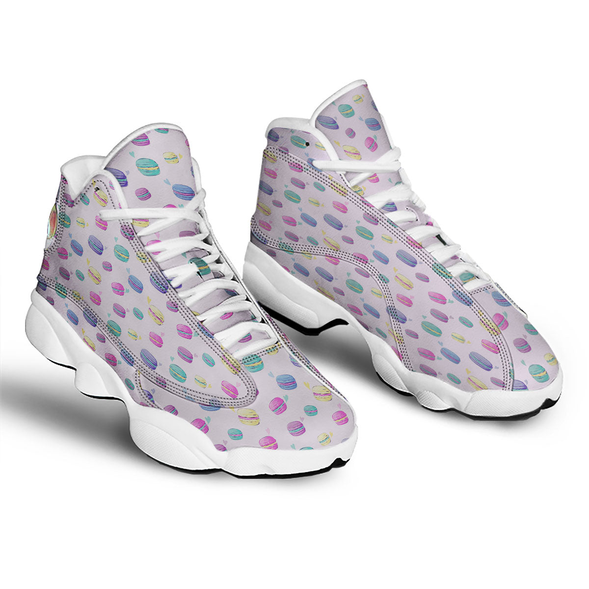 Macaron Print Pattern White Basketball Shoes-grizzshop