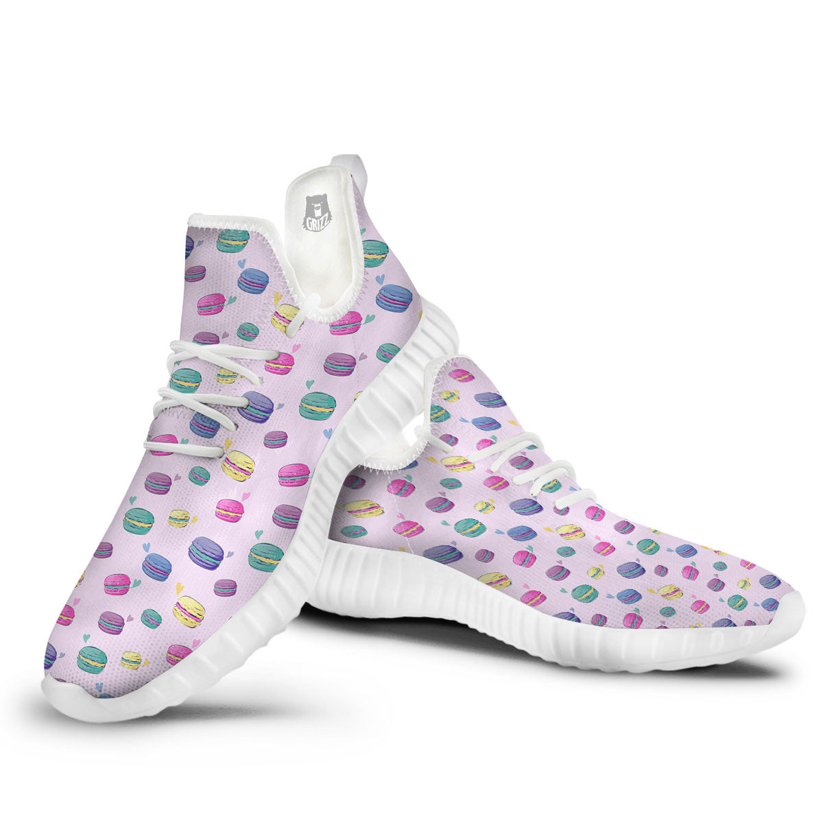 Macaron Print Pattern White Walking Shoes-grizzshop