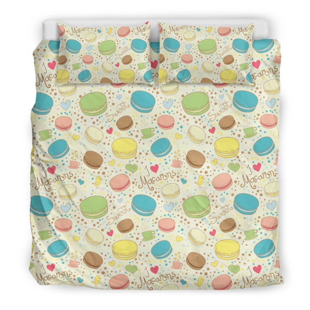 Macaron Sweet Pattern Print Duvet Cover Bedding Set-grizzshop