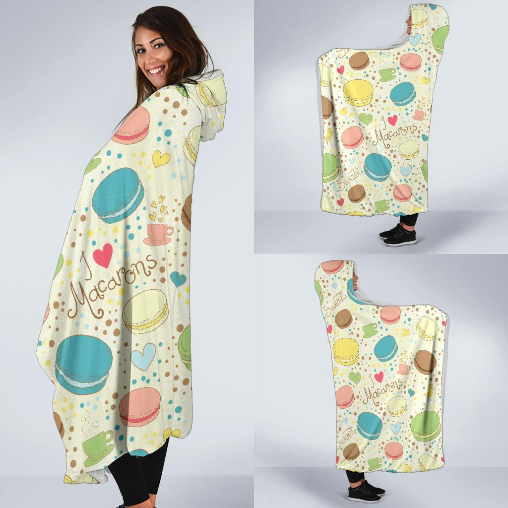 Macaron Sweet Pattern Print Hooded Blanket-grizzshop