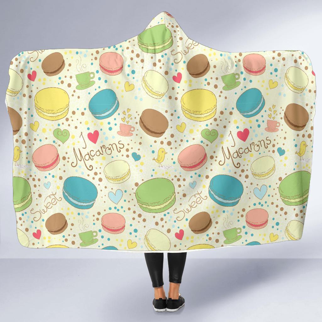 Macaron Sweet Pattern Print Hooded Blanket-grizzshop