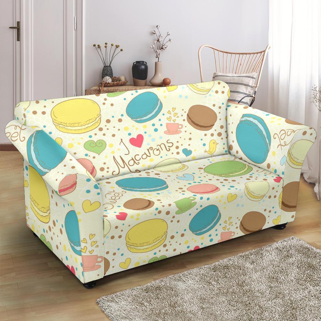 Macaron Sweet Pattern Print Loveseat Cover-grizzshop