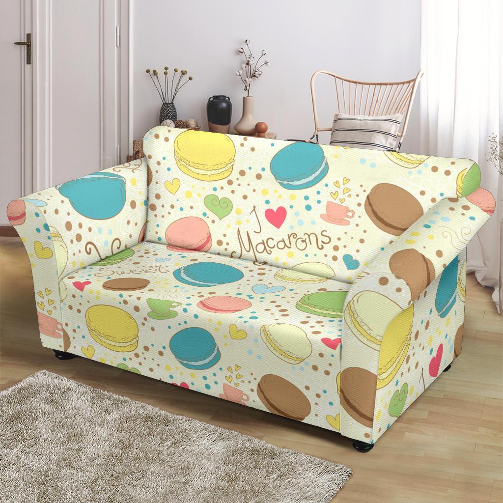 Macaron Sweet Pattern Print Loveseat Cover-grizzshop