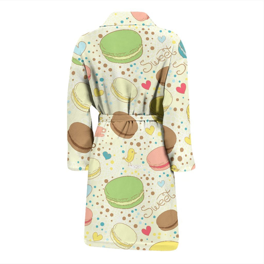 Macaron Sweet Pattern Print Men Long Robe-grizzshop