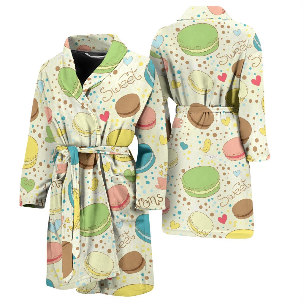 Macaron Sweet Pattern Print Men Long Robe-grizzshop