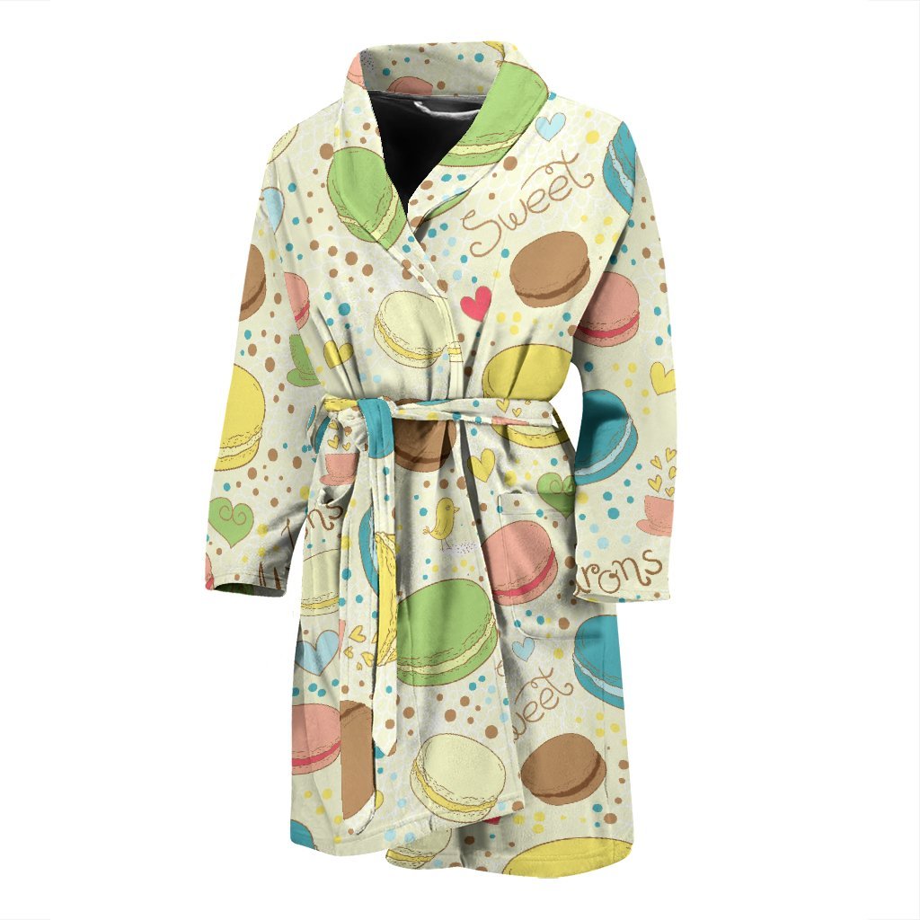 Macaron Sweet Pattern Print Men Long Robe-grizzshop