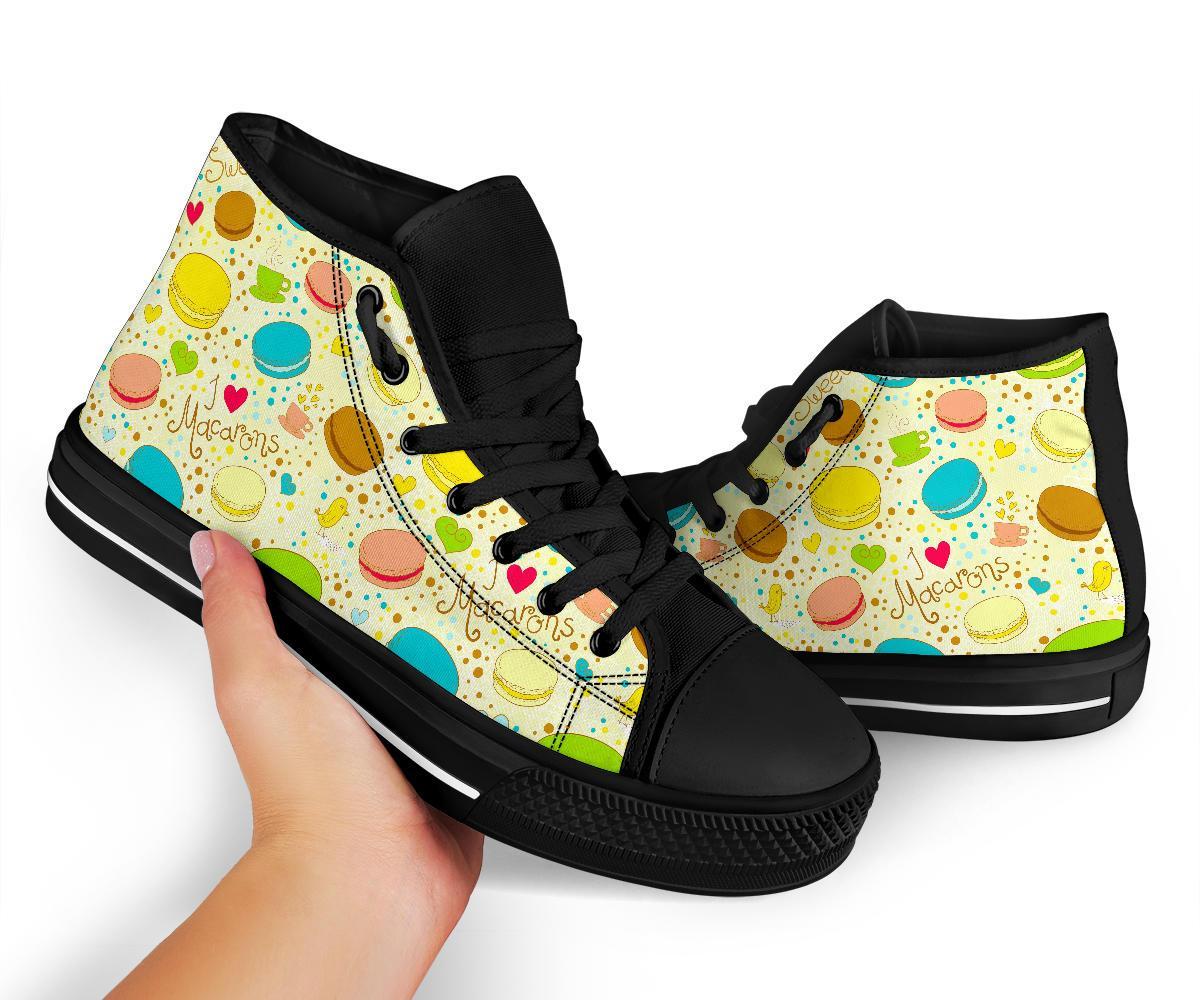 Macaron Sweet Pattern Print Men Women's High Top Shoes-grizzshop