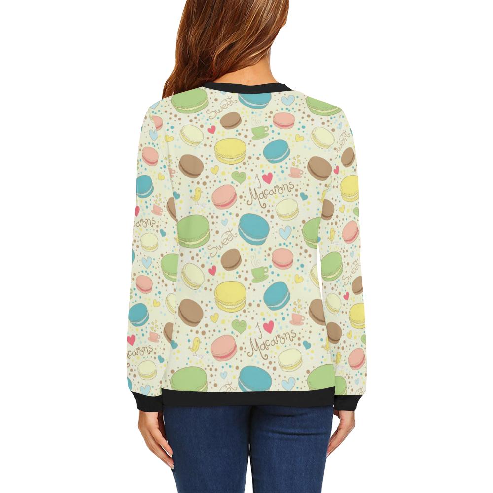 Macaron Sweet Pattern Print Women Crewneck Sweatshirt-grizzshop