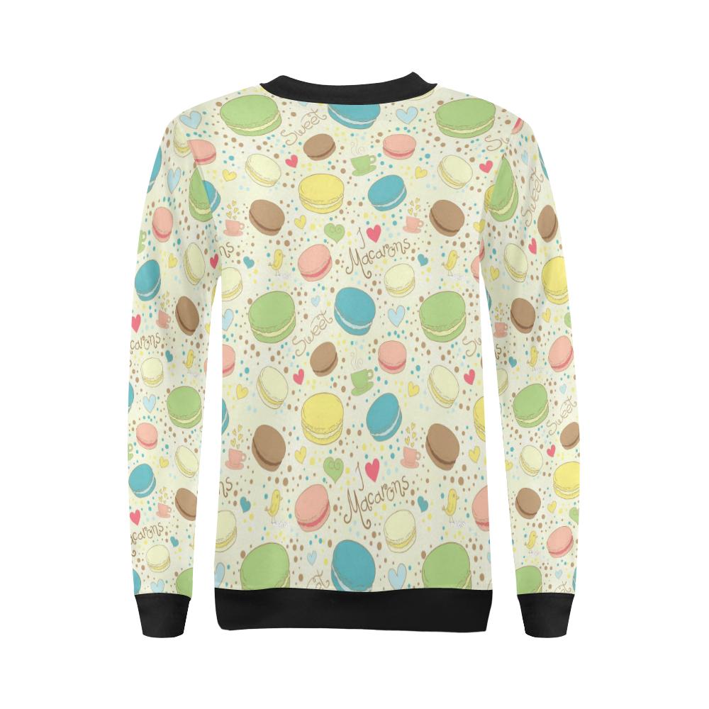 Macaron Sweet Pattern Print Women Crewneck Sweatshirt-grizzshop