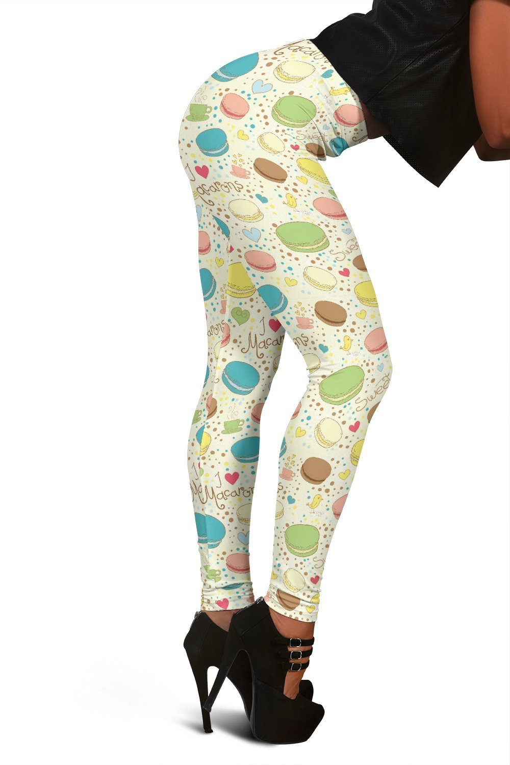 Macaron Sweet Pattern Print Women Leggings-grizzshop