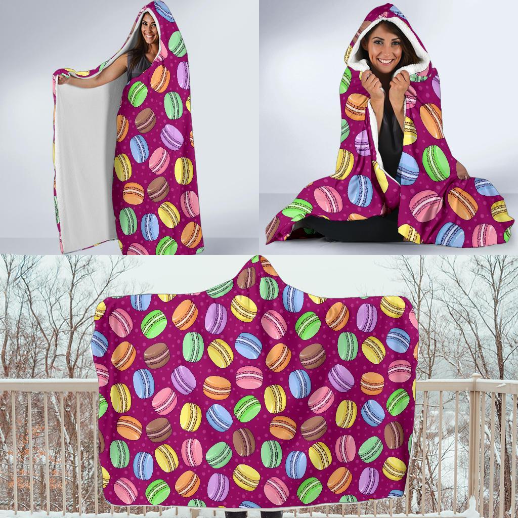 Macaron Sweet Print Pattern Hooded Blanket-grizzshop