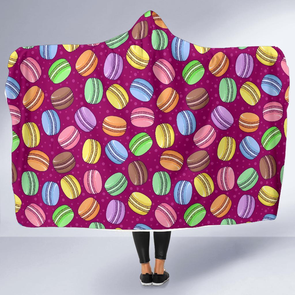 Macaron Sweet Print Pattern Hooded Blanket-grizzshop